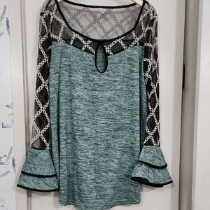 Rosegal Teal and Black Lace Blouse